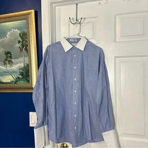 Vintage Burberry of London Blue & White 100% Cotton French Cuff Button Down